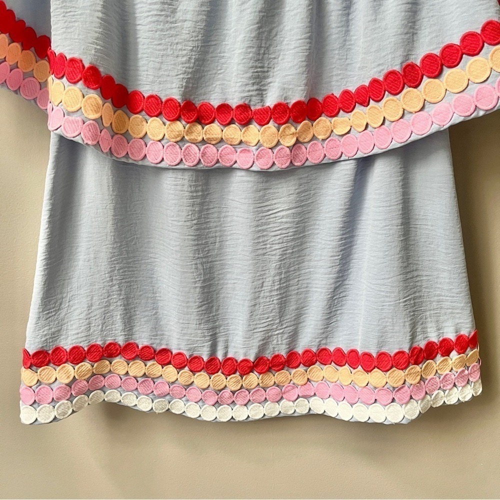 Entro Blouse Top Women's Small Ruffles Light Blue Feminine Coastal Beach Date - Picture 11 of 12